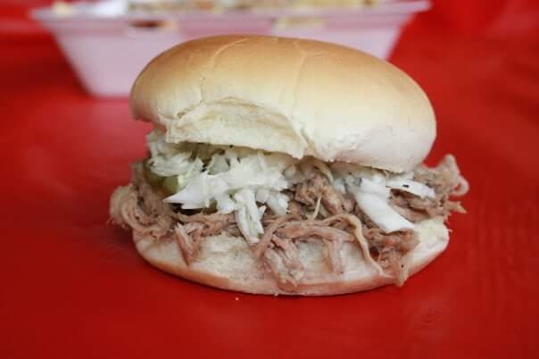 A pulled porkl sandwich from Stroud's Barbecue