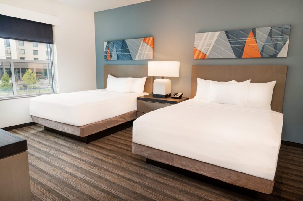 A double queen bed at Hyatt House Franklin Cool Springs