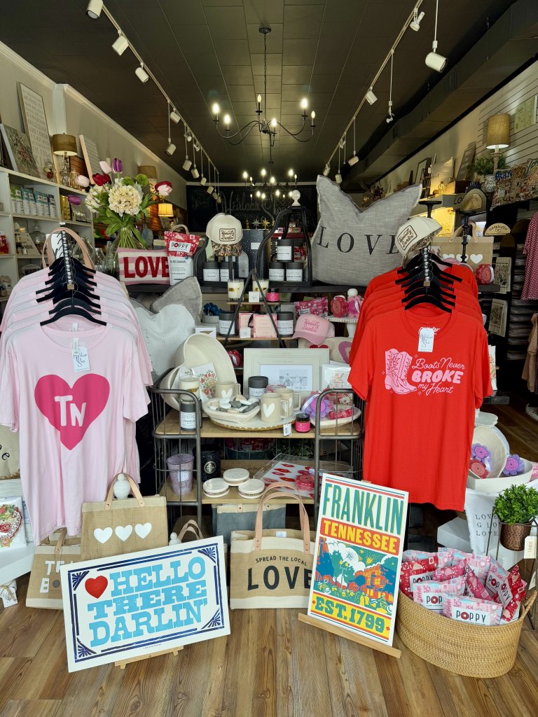 Valentine's store display at shop on Main Street